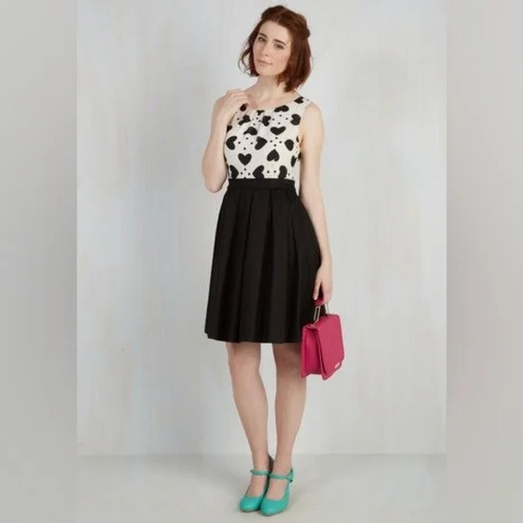 ModCloth Sweetheart Black and White Dress Size L - Picture 6 of 14